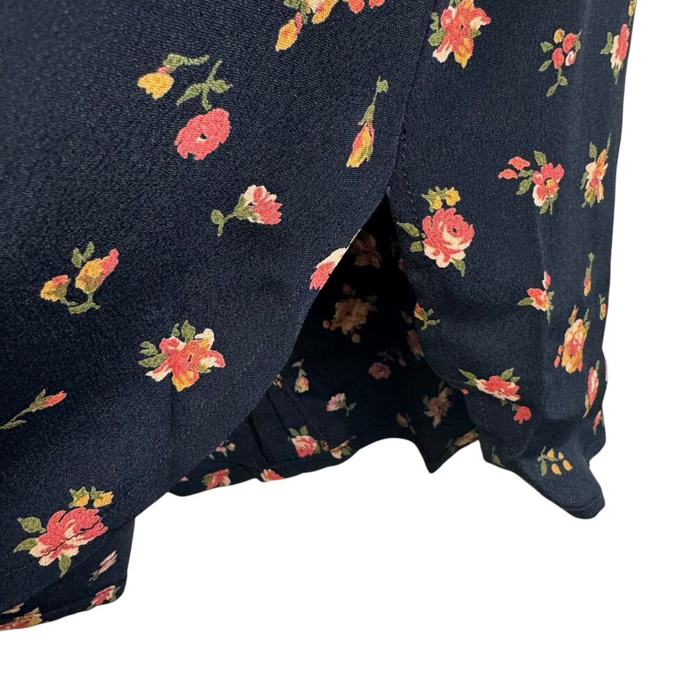 JH Collectibles NWT Vtg Union Made in USA Black Floral Short Sleeve Blouse Sz 12 - Picture 4 of 9